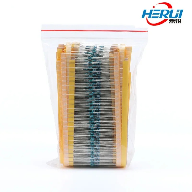 1/4W 1/6W common components package Five color ring resistor pack One euro.- One million euros A total of 25/30 kinds 50pcs each