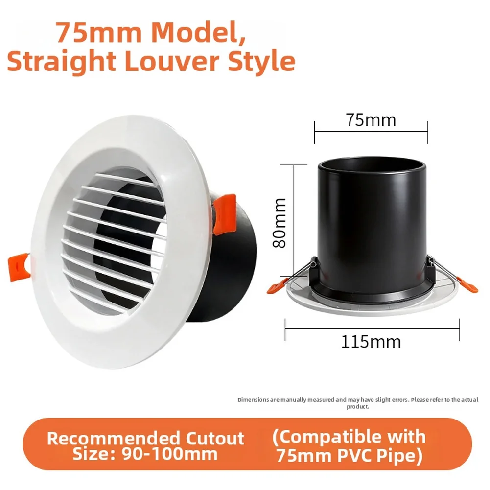 

Вентиляционный вытяжной вентилятор 75/100 мм с прямой решеткой, пружинным механизмом, съемной для чистки, из АБС-пластика, для стен, потолков, ванных комнат, кухонь, чердаков