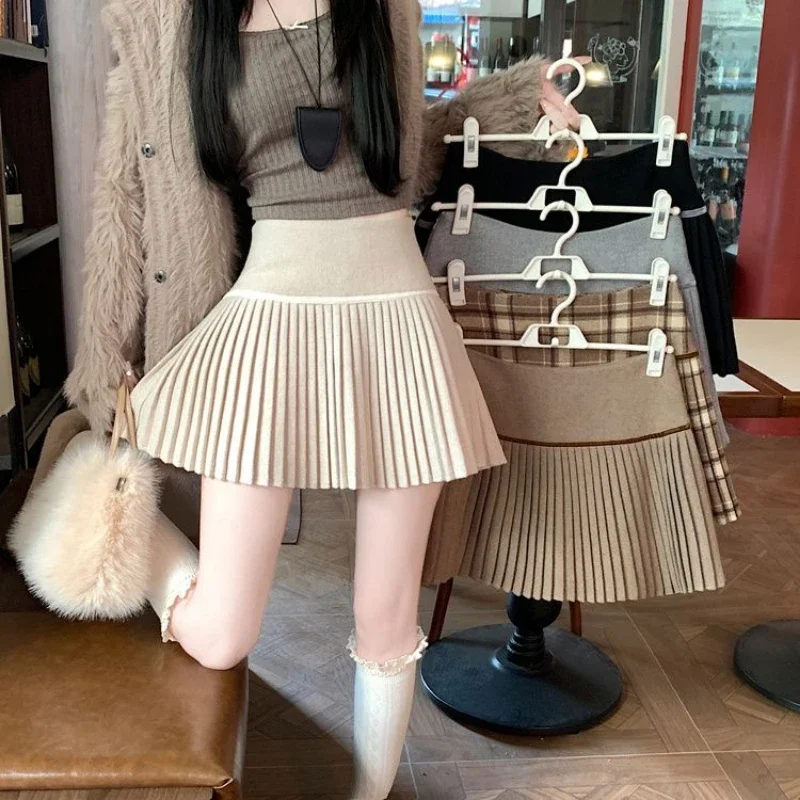 

2000-е годы Эстетическая мини-плиссированная шерстяная клетчатая юбка Old Money Gyaru Coquette Preppy Y2k JK осень-зима женская японская мода