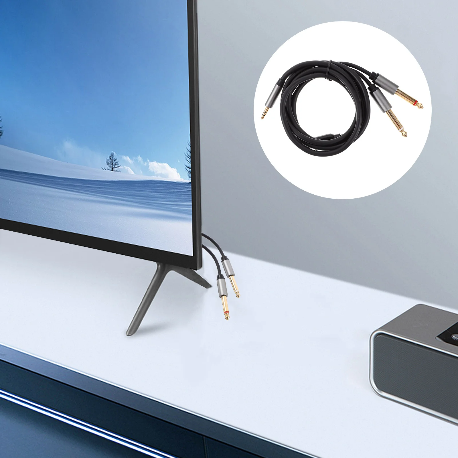 

6.5Mm To 3.5Mm Audio Cable Aluminum Alloy Stereo Jack Cable For Car Aux Cord High-Fidelity Sound Transmission Headphone