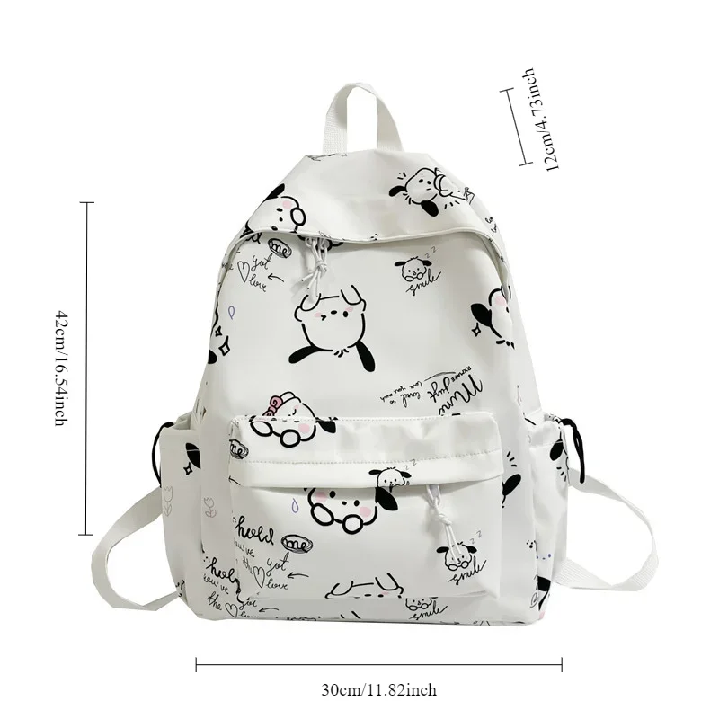 Sanrio Pochacco Travel Backpack Cute Kawaii College Bag Fashion Large Capacity Simple Printed Backpack Girl Heart Cute Backpack