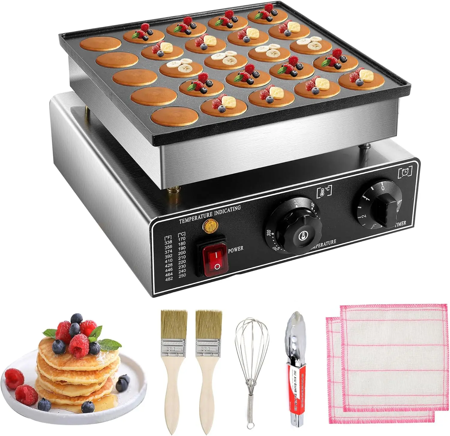 

Mini Pancake Maker, 25-Piece Electric Grill for Home Kitchen, Non-Stick, 110V 900W