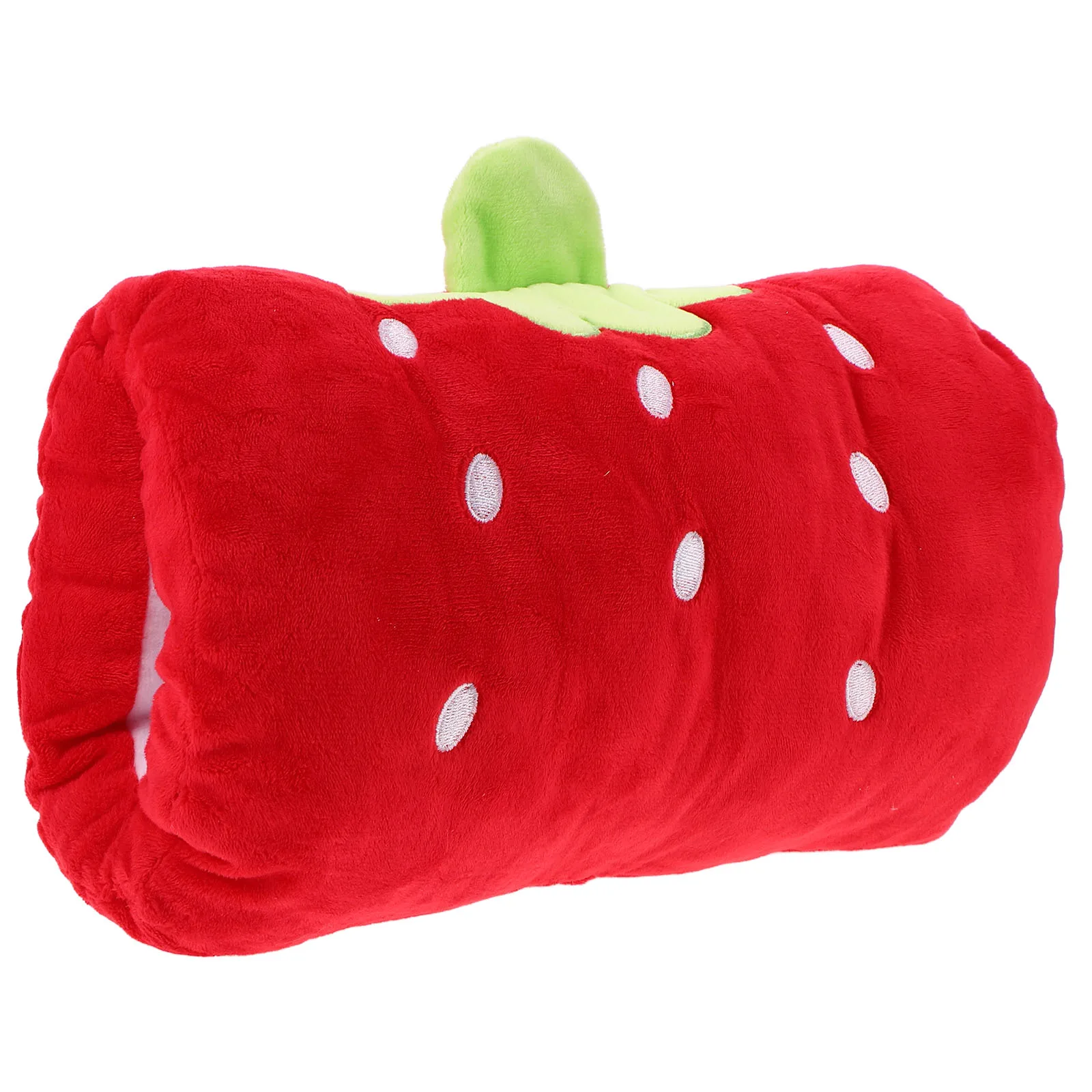 

Cute Strawberry Shaped Pillow Stuffed Hand Warmer Soft Comfortable Car Travel Pillow For Kids Adults Multifunctional Portable