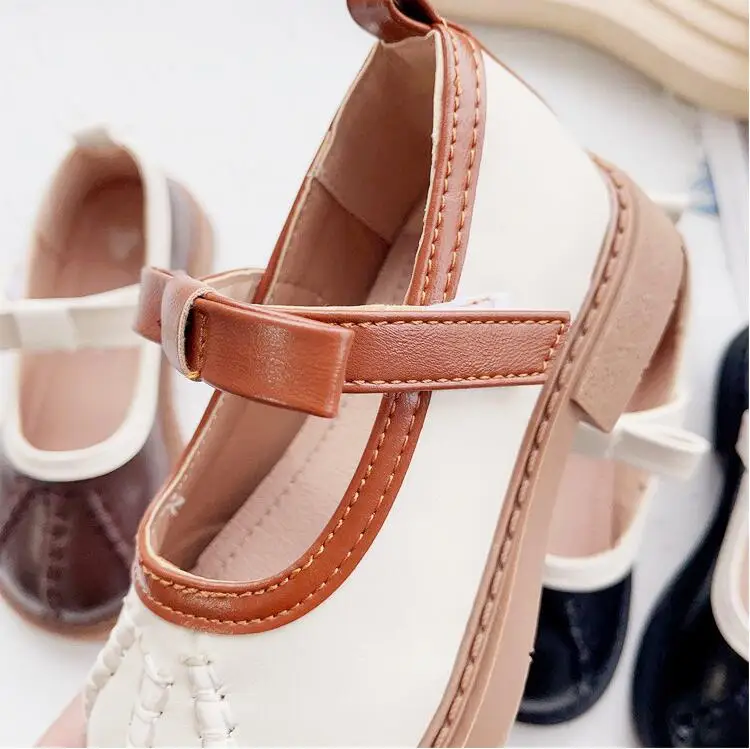 2024 Spring Autumn New Girls' Bowknot Leather Shoes Cute Children's Soft Sole Single Shoes Western Fashion Princess Shoes