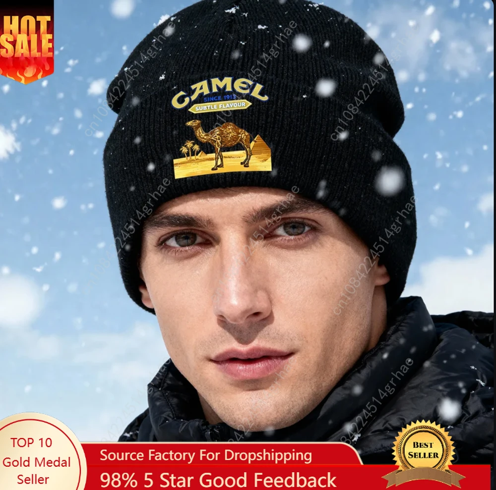 

1pc'C-A-MEL' Acrylic knitted beanie, outdoor headwear accessory, windproof and warm ski hat, 100% acrylic