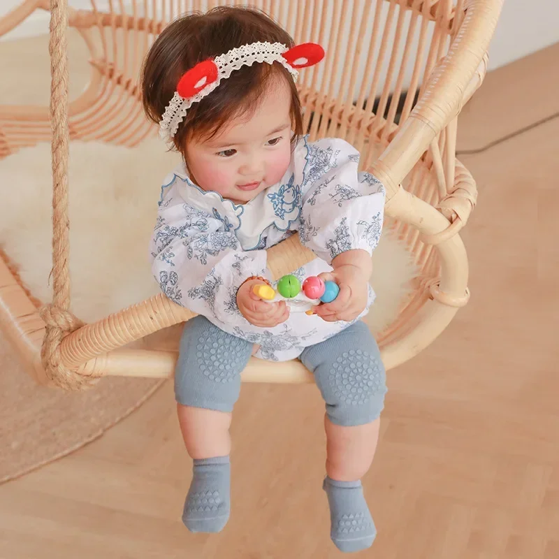 New Children Knee Pads Baby Floor Socks Infant Baby Anti-slip Crawling Sports Protection Toddler Socks Set For 0-3Y Leg Warmers
