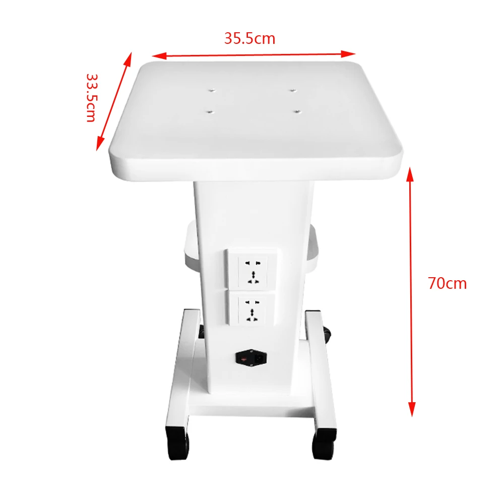2-tier Salon Trolley with Socket Stand Rolling Cart Beauty Wheel Holder Spa Cart White 220V