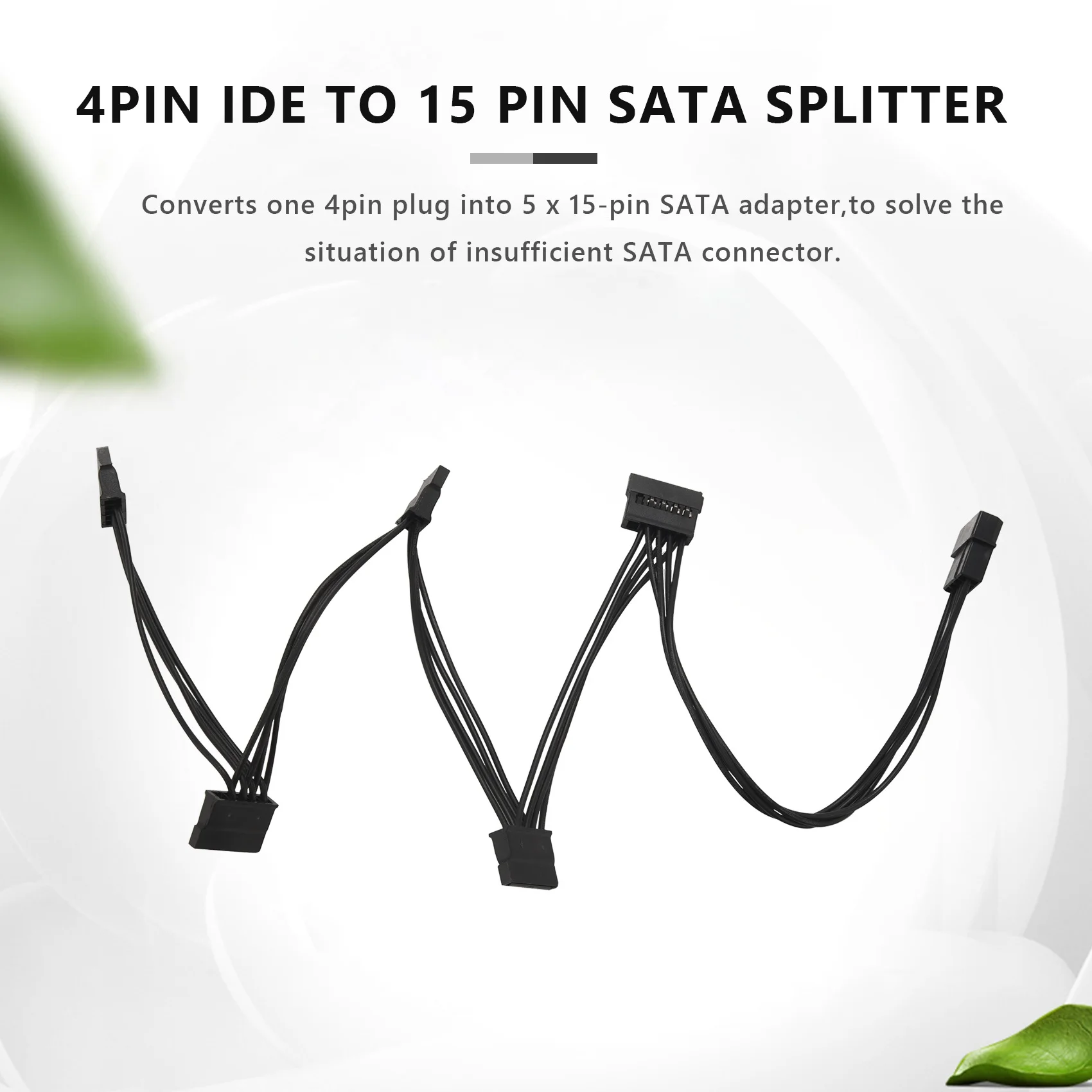 4Pin IDE 1 to 5 SATA 15Pin Hard Drive Power Supply Splitter Cable for DIY Hard Disk PC Sever 18AWG Power