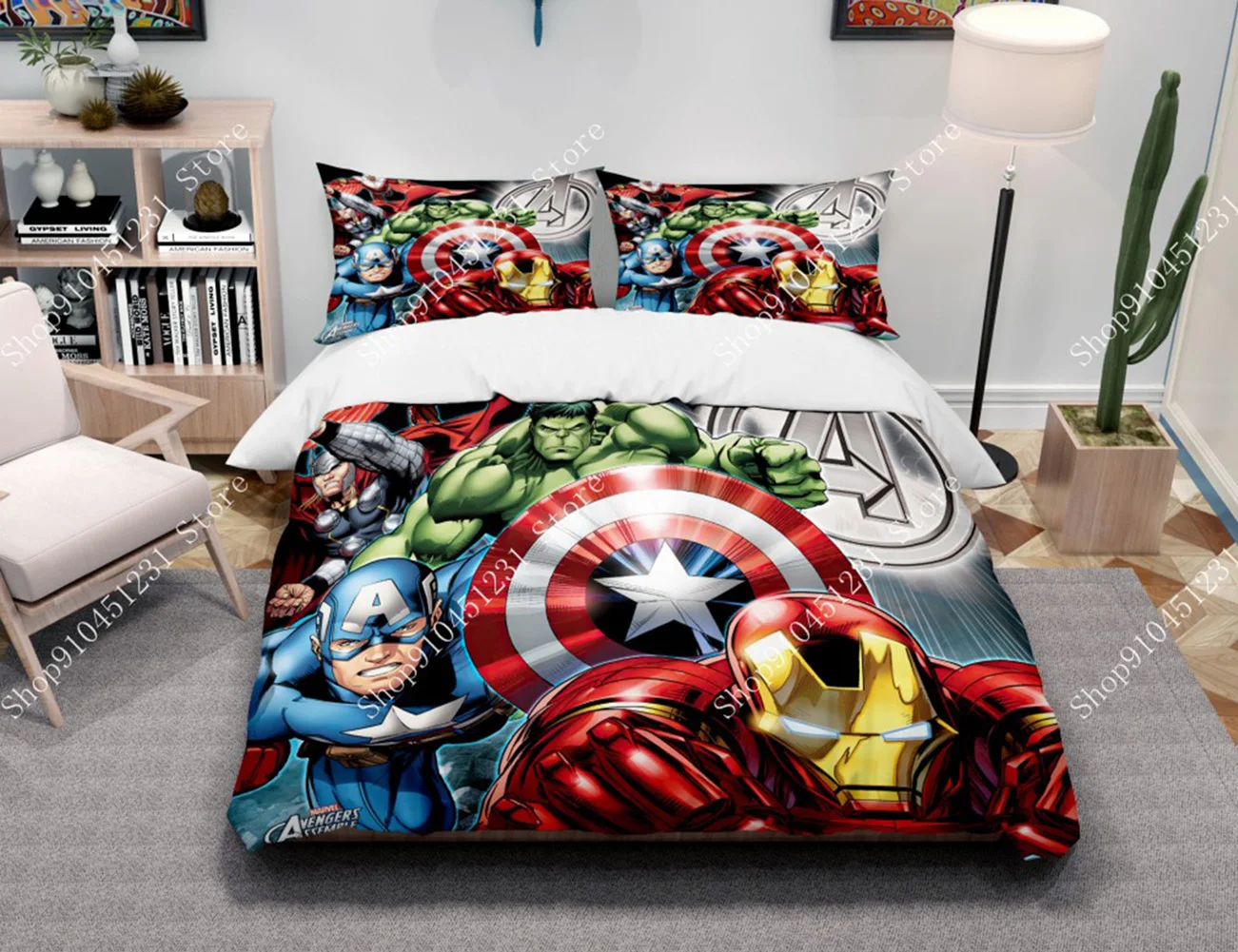 The Avengers Irons Mans Bedding Set Thor Captain America Hulk Bed Quilt Duvet Cover Kids Boys  Bedroom Decoration