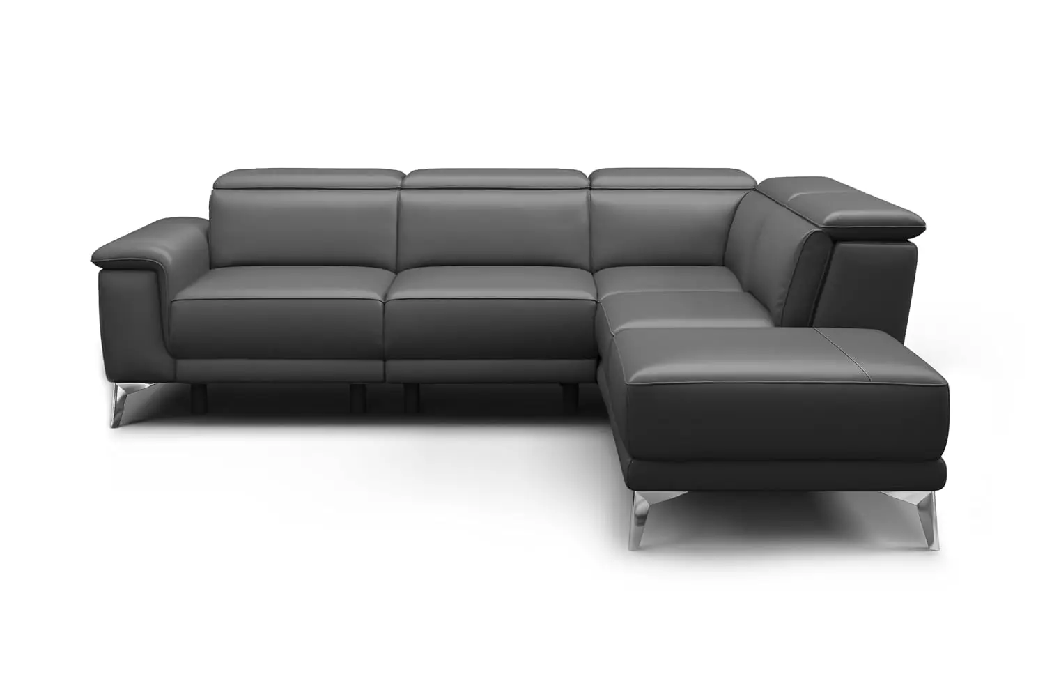 Genuine Leather Reclining Sectional Sofa Right Chaise Power Recliner Leather L Shaped Living Room Grey, Customized