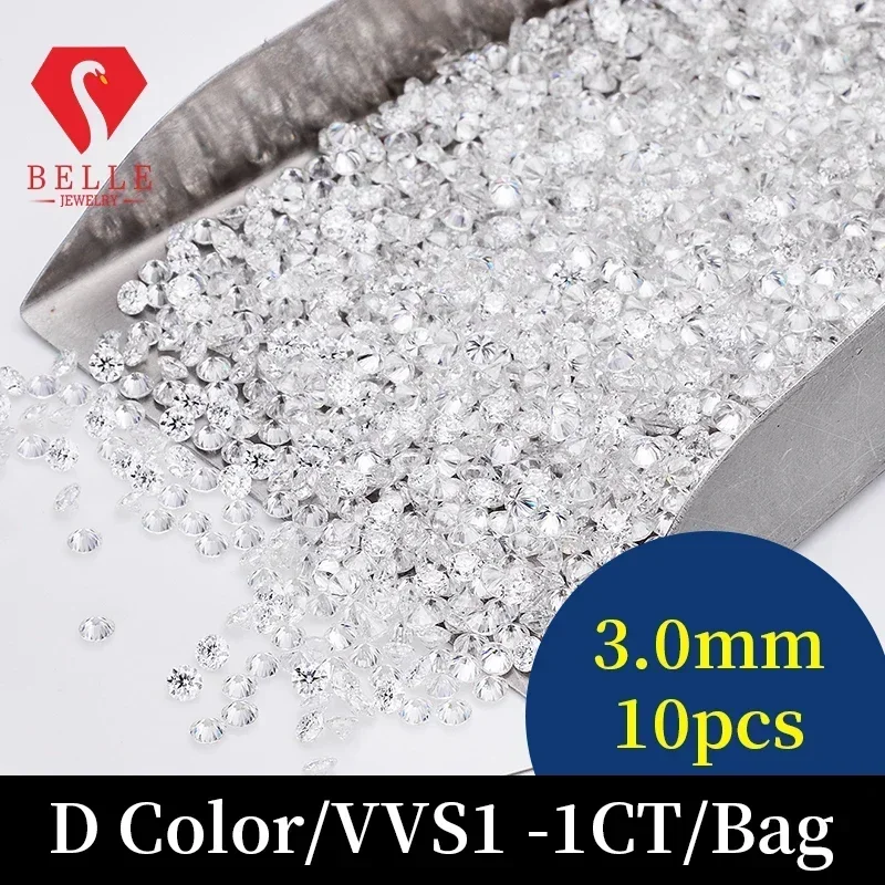 BELLE Todos os Tamanhos Brilhante Rodada Corte Melee D Cor Super Branco Moissanite VVS1 GRA Certificado Contas de Diamante Fabricação de Jóias