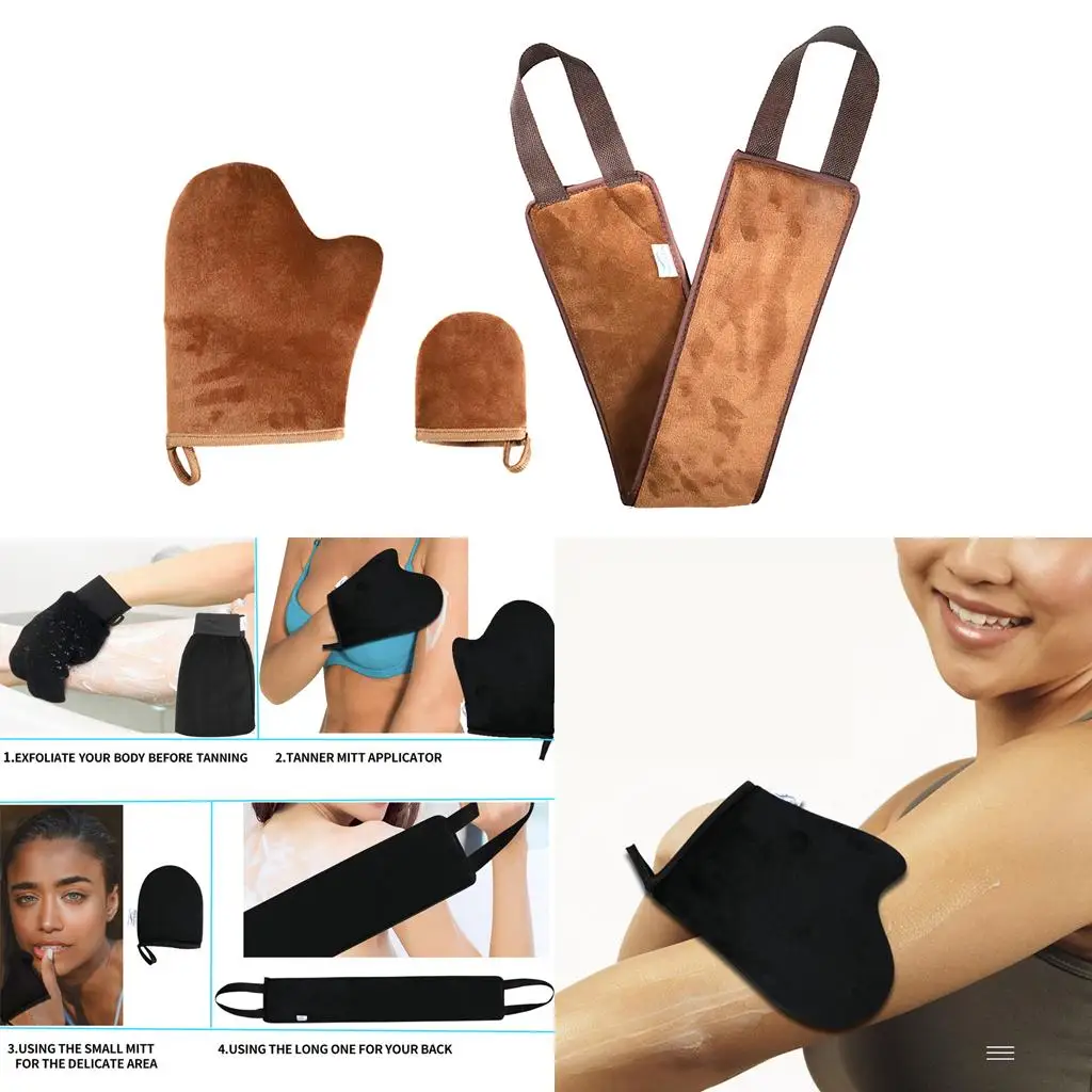 

3Pcs Double Side Tanning Mitt Self Applicator Set Face Tan Mitt Tanner Glove