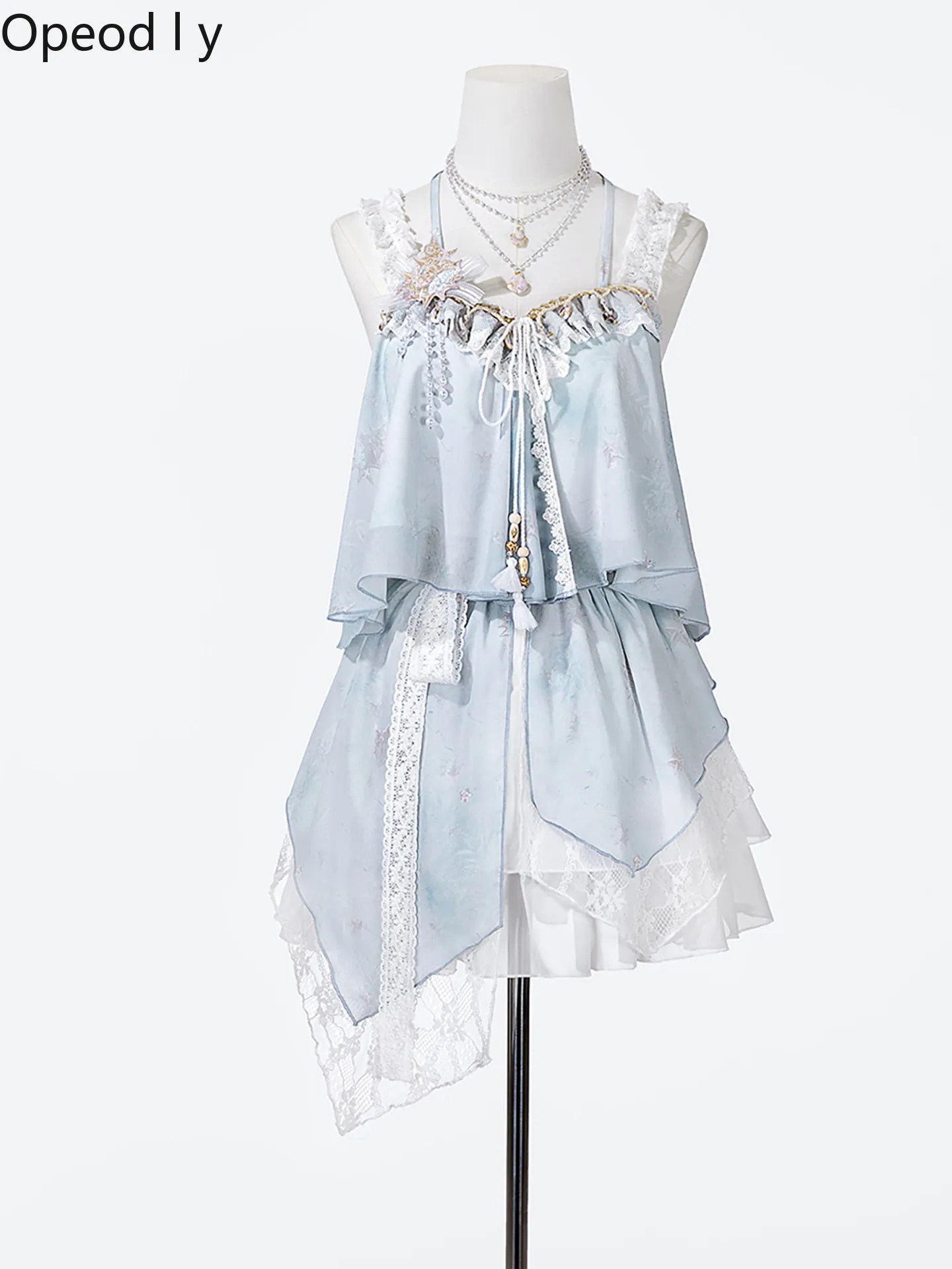 

Original Lolita Girl Seaside Vacation Top Suspender Skirt Set 2026 Summer Clothes New Sweet Lady Temperament Two-piece Set