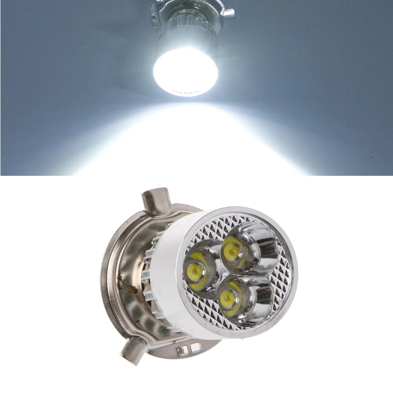 12-80V H4 3 LED Headlight Lamp Fog Lights Hi/Lo Beam Light Bulb for Motorbike