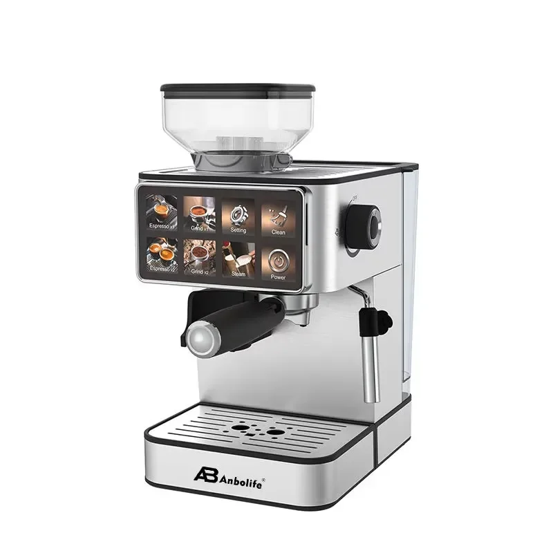 Anbolife Espresso Machine with Built-in Grinder, 20 Bar Bean to Cup Coffee with Milk Frother, Touch Screen Control OEM