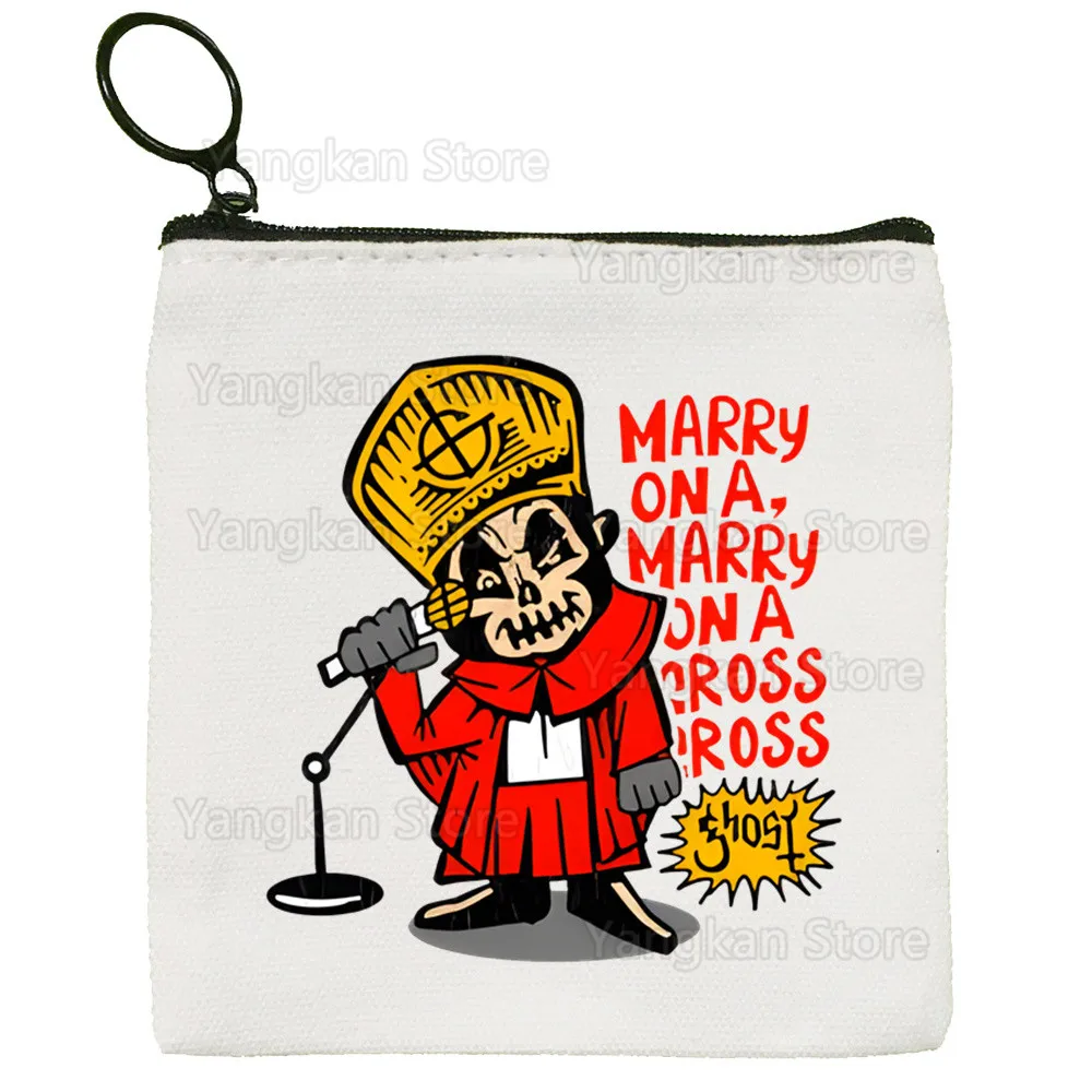 

Ghost Band Skeletá Сатанизированный рок-металлический холст-кошелек для монет женский милый простой мини-сумка для монет на молнии