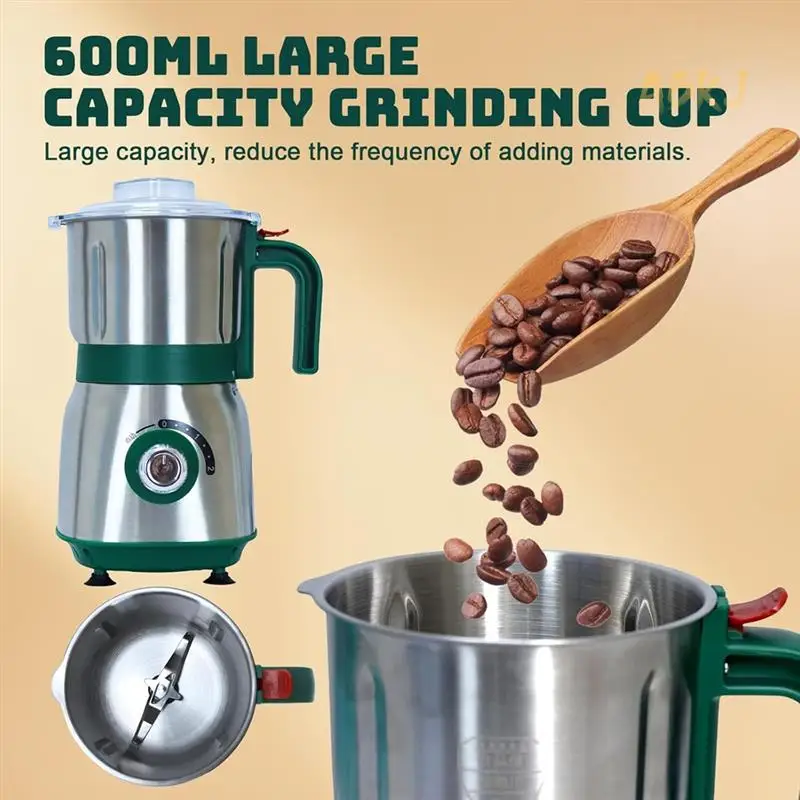 

ABKJ-Grain Grinde For Kitchen Electric Spice Grinders Comes With 3 Removable Stainless Blades For Coffee Bean Grains Nuts US Plu
