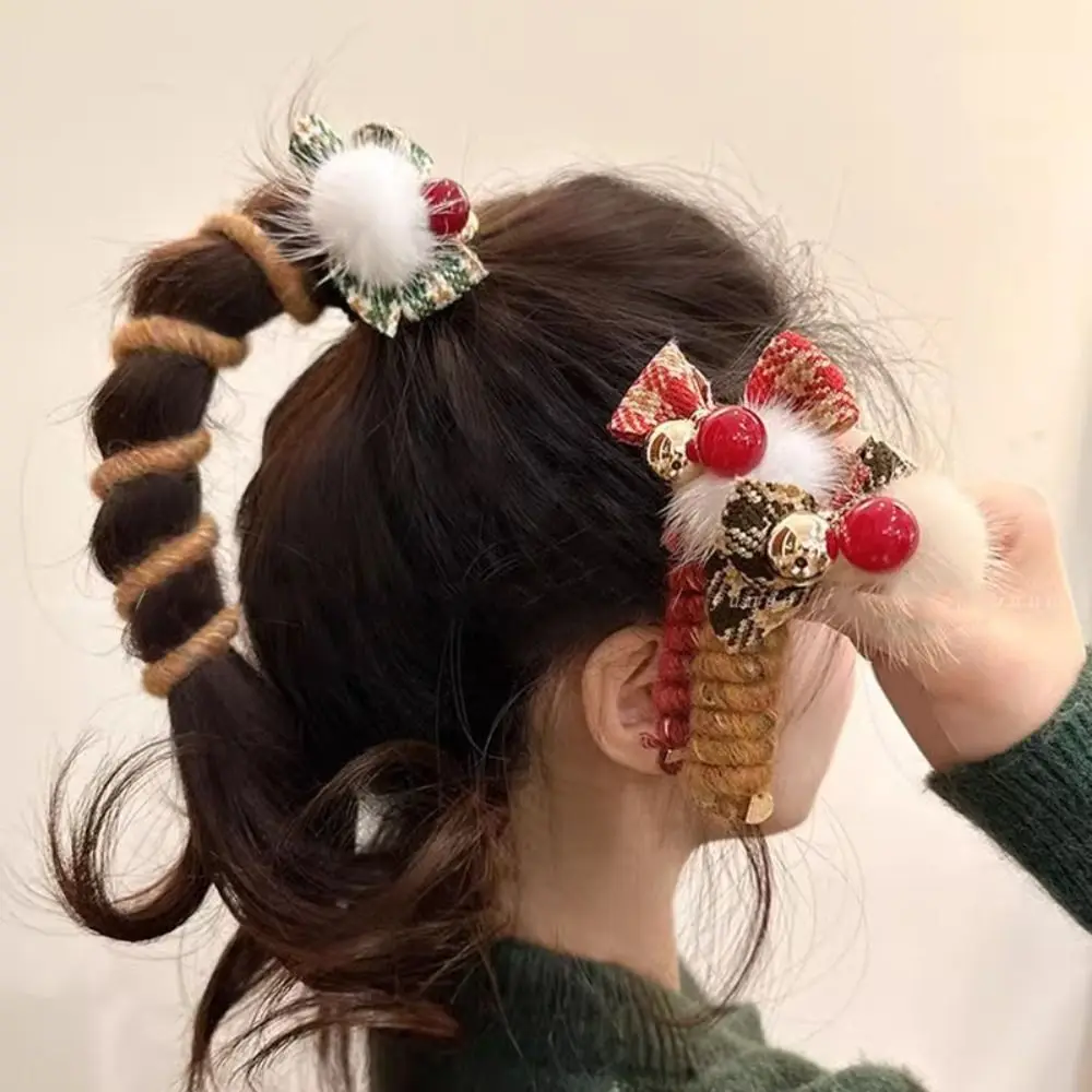 Elastic Bow Hair Rope Hairball Hair Band Telephone Cord Hair Ring Ponytail Holder Hair Accessories Telephone Line Hair Rope