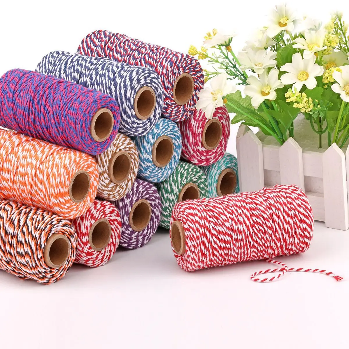 100M/Roll Cotton Bakers Twine Ribbon Craft Christmas Twine Cord For Gift Wrapping Arts Crafts Christmas Holiday Decorations