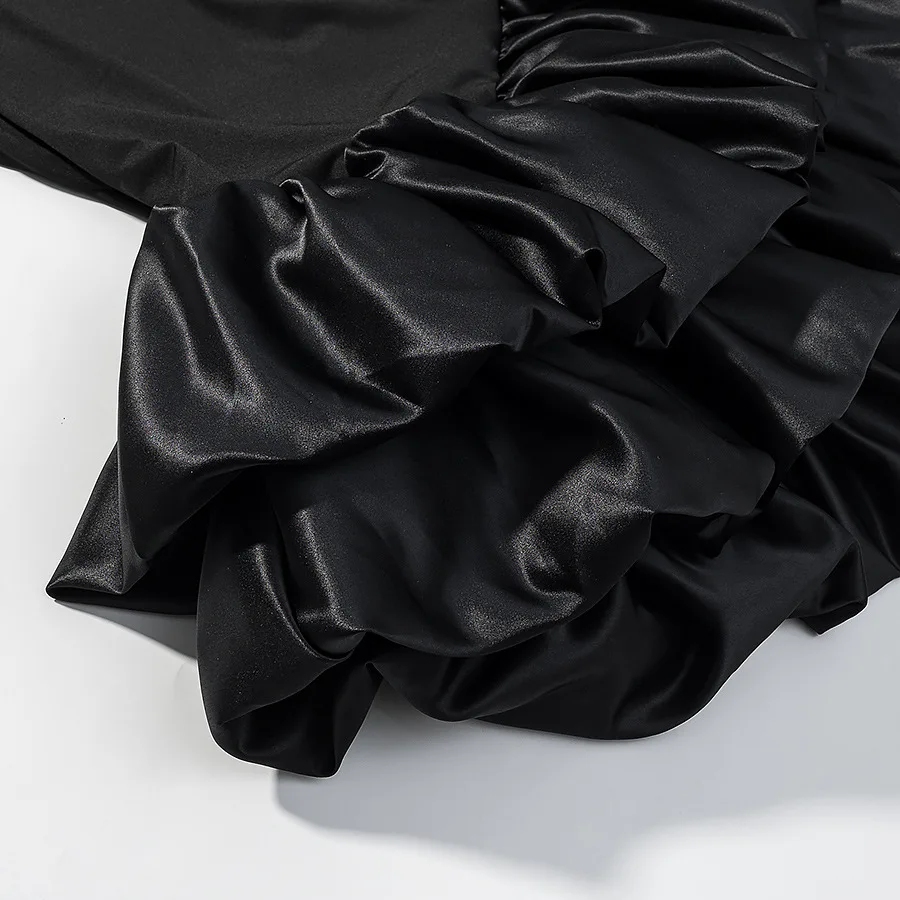 Elegantes Einfarbiges Neckholder-Minikleid mit Rückenausschnitt, Süßer Verzierter Stufenrock mit Rüschen, Damenkleid für Abendpartys, Club und Abschlussball – Detail 11