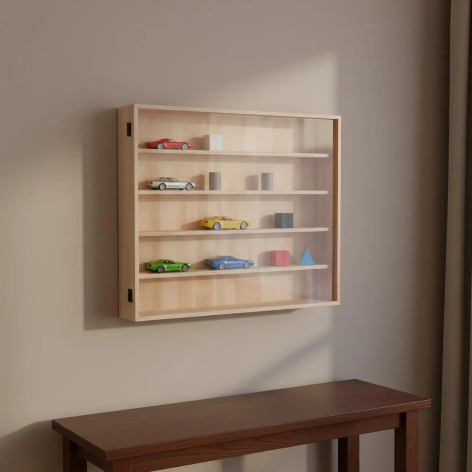 Diecast Car Display Cabinet Dustproof Wooden Car Display Cabinet Collectible Figure Organizer Space Saving Decorative
