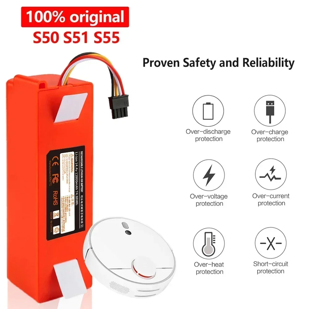 

Original 14.4V Li-ion Battery Robotic Vacuum Cleaner Replacement Battery for Xiaomi Robot Roborock S50 S51 S55 Accessory Spare