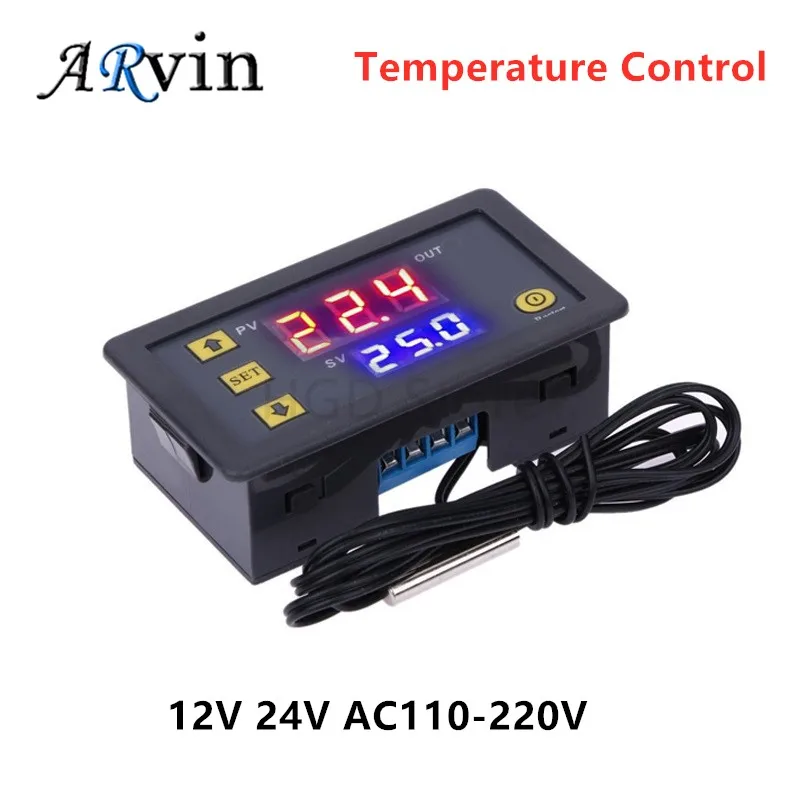 W3230 12V 24V AC110-220V Probe line 20A Digital Temperature Control LED Display Thermostat With Heat/Cooling Control Instrument