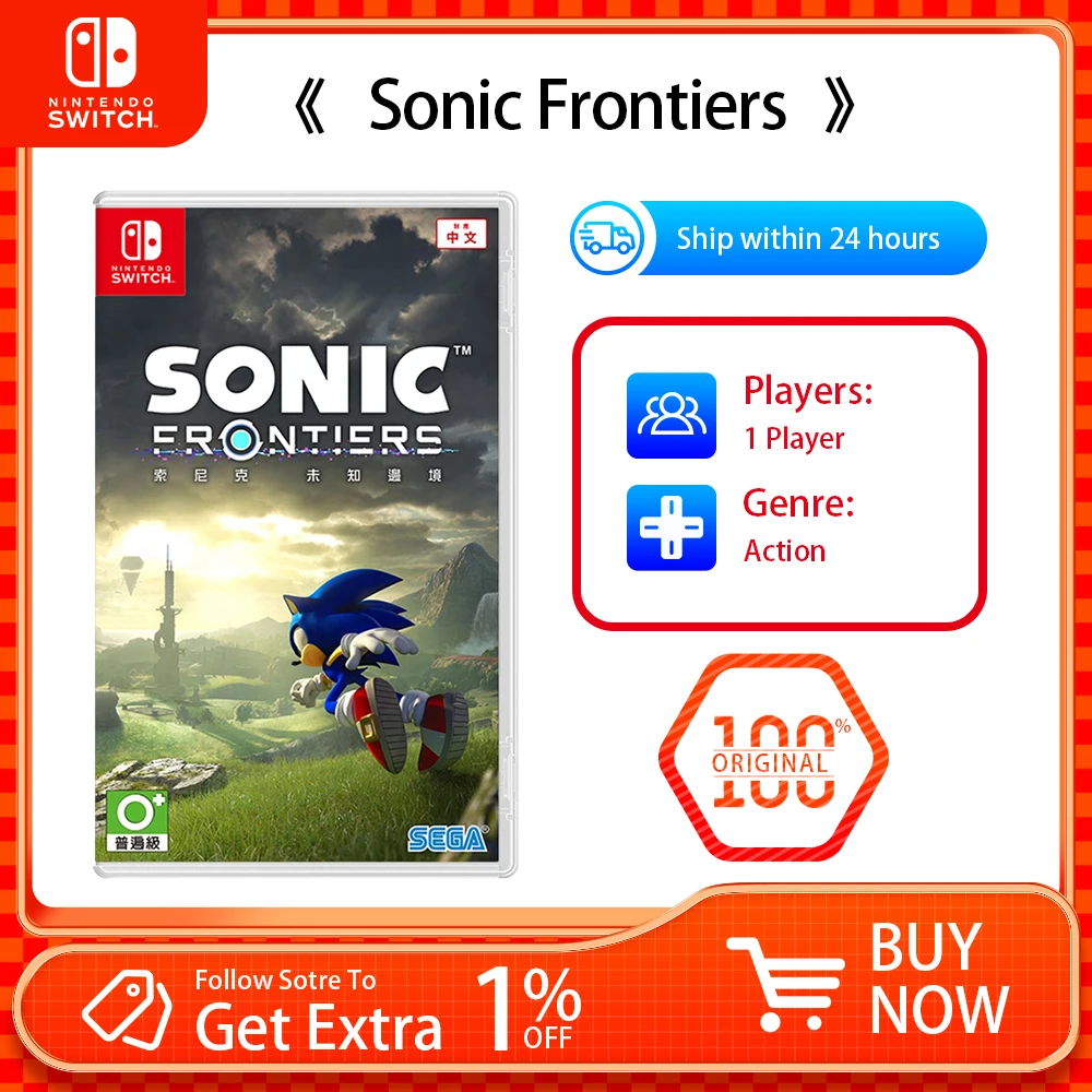 Sonic Frontiers - بطاقة الألعاب المادية Nintendo Switch RPG Genre for Switch OLED Lite