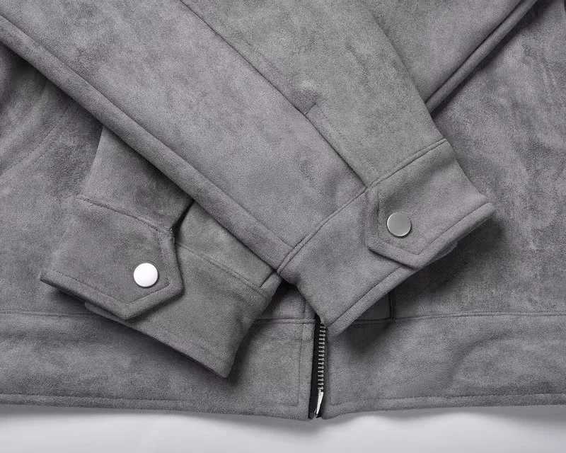 Autumn Jackets Oversize Casual Clothes High Street Pockets Laper Zipper Suede Thick Coat Mens Windbreaker Loose