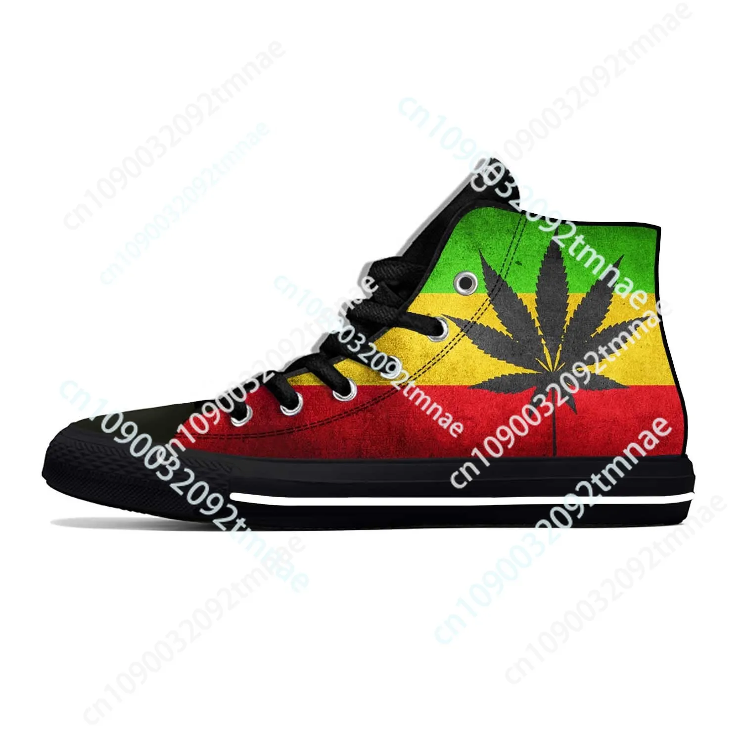 

Reggae Rasta Leaf Weed Flag Rastafari Rastafarian Casual Cloth Shoes High Top Comfortable Breathable Custom Men Women Sneakers