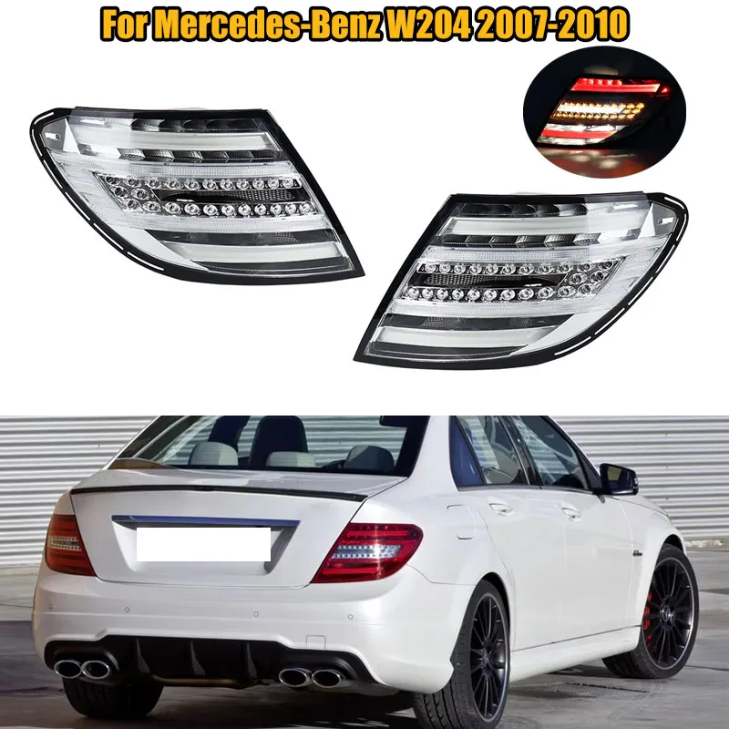 1 Pair Clear Lens Led Tail Lights Tail Light with Driving Brake Reversing Fog Turn Signal Lamp For Mercedes-Benz W204 2007-2010