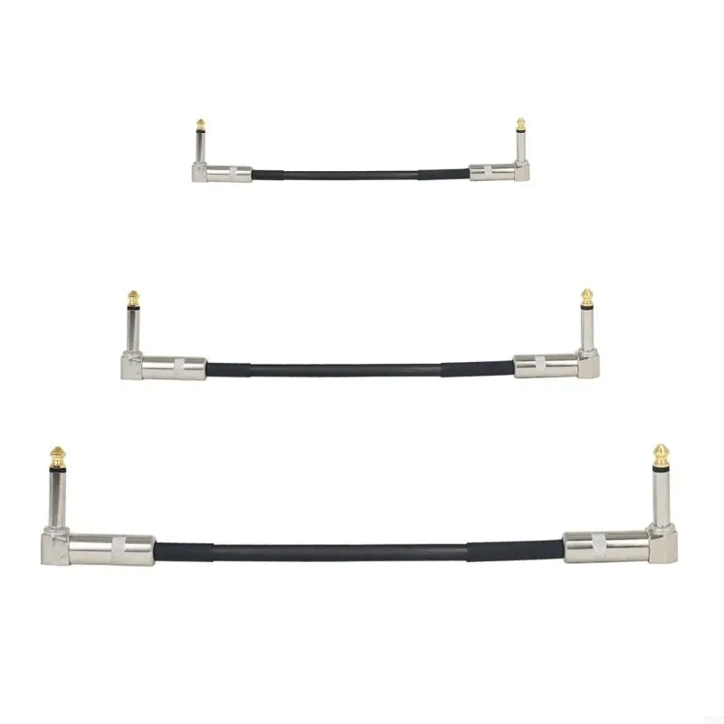 T8UC 15cm/30cm/50cm Efek Gitar Pedal Cable Flat Patch Connector 6.35mm Colokan Tembaga Kawat Inti Adaptor Line Round Head