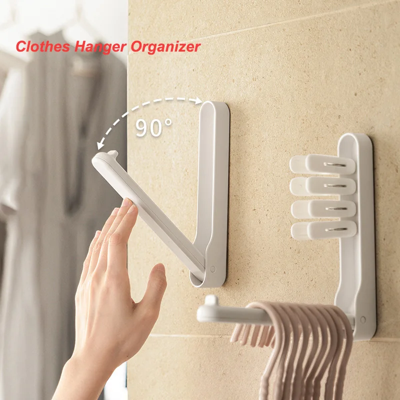 

Hanger Storage Organizer Folding Storage Hangers Adhesive Wall Mount Hanger Holder Organizer For Space Saving Closet Laundry