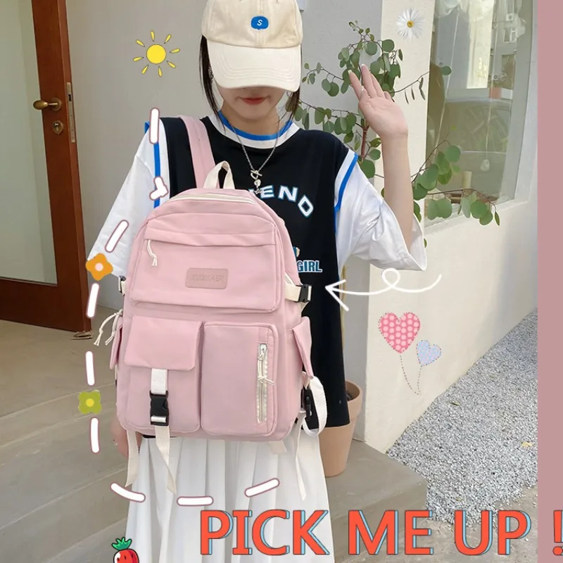 

Girls Canvas Black Backpack Light Simple Travel Canvas Back Pack Student School Bag Canvas Student Zipper Backpack