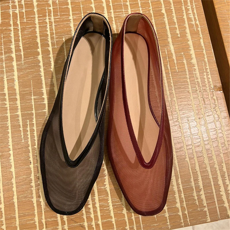 

Mesh Design Soft Comfy Women Ballet Flat Shoes Round Toe Solid Color Women Shoes Hand-made Fashion Concise Zapatos Negros Mujer