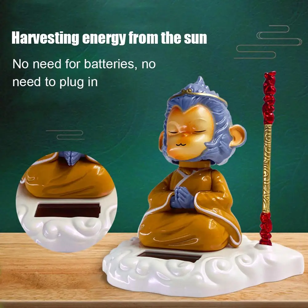 Solar Ornaments Qi Tian Great Saint Sun Walker Solar Decoration Creative Bobblehead Doll Cute Monkey Car Decoration