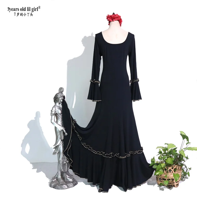 Spanish Dance Dress Flamenco Practice Skirt Wear Women EK13