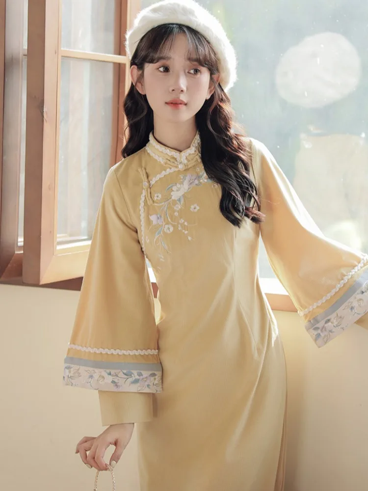 

Cheongsam Style Dress 2025 New Fall Oriental Dress Versatile Daily Wear Women's Gown