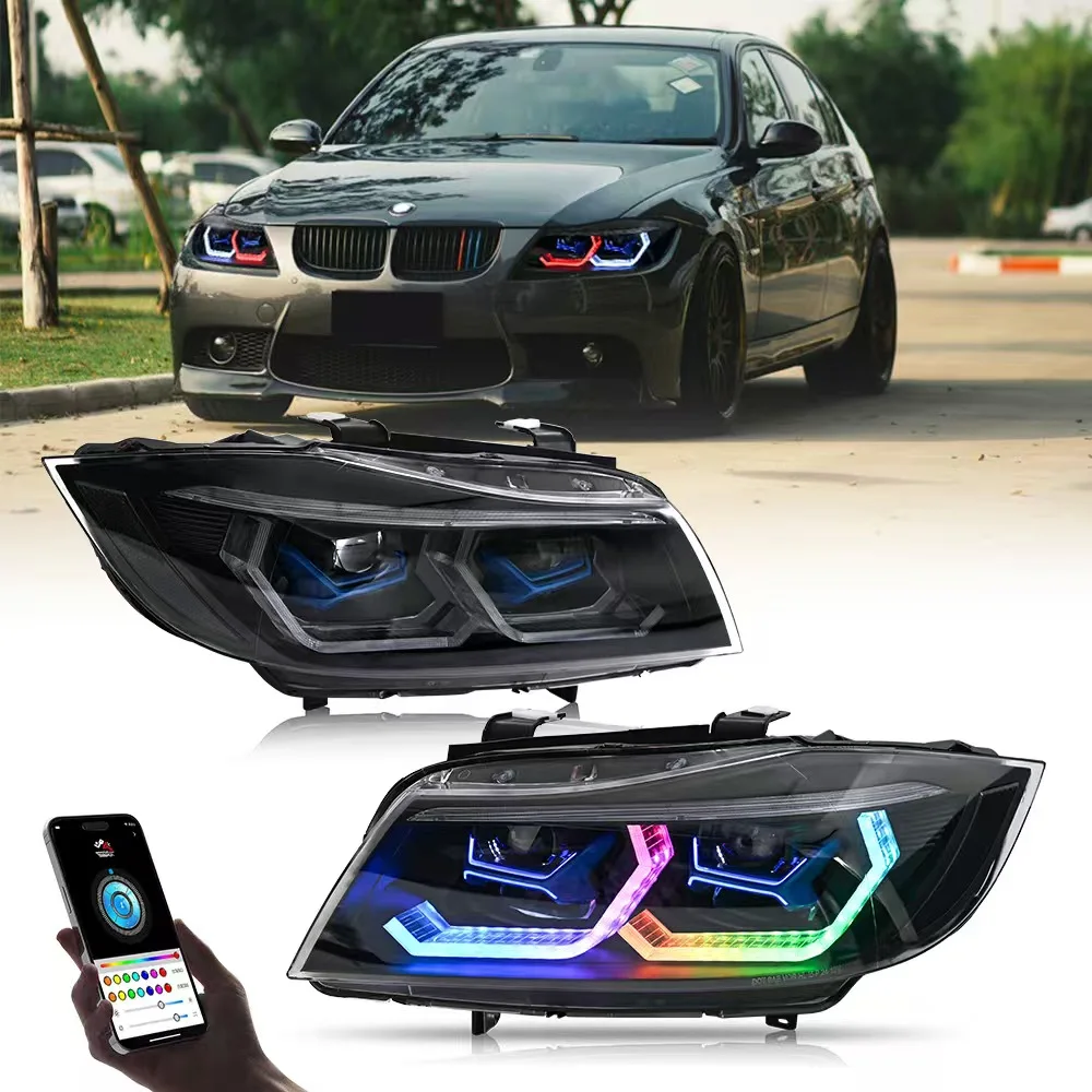 

Светодиодные фары RGB в сборе для BMW E90 3-Series 2005-2012, светодиодная одна пара передних фонарей, автоаксессуары, анимация запуска