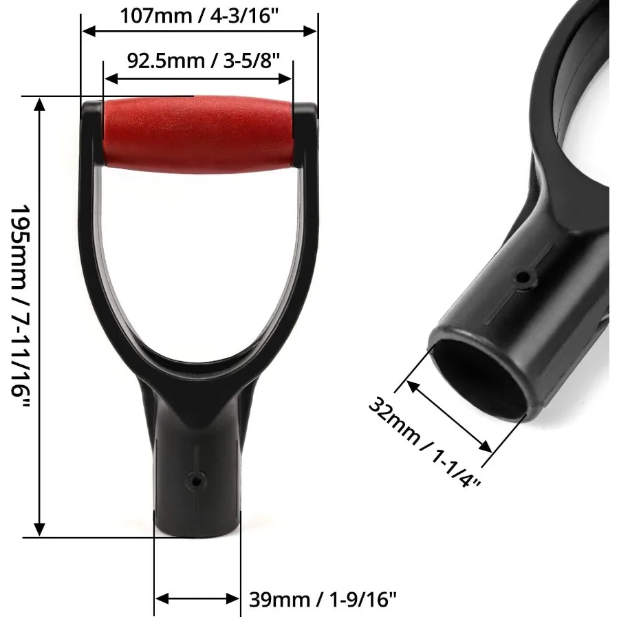 Pala de pala de plástico con agarre en D 11 4, mango de pala de polipropileno para excavación y rastrear eficientes en jardinería, paisajismo y