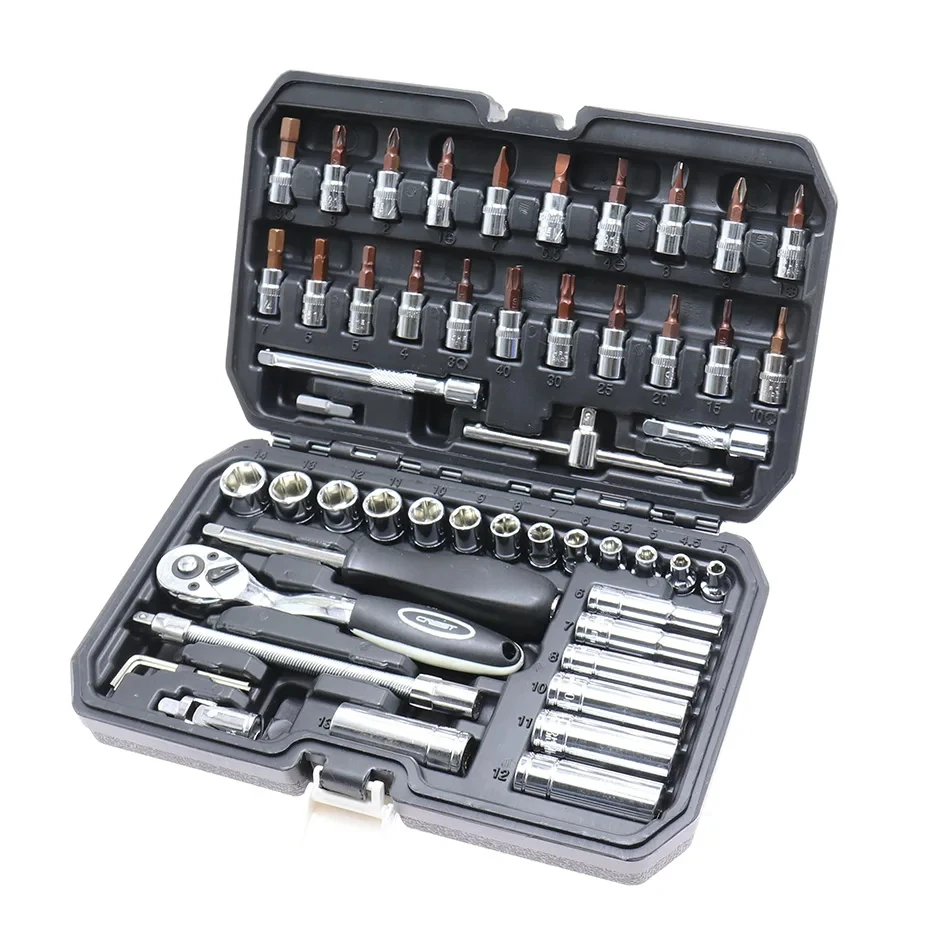 

53pcs Car Repair Tool Kit 1/4-Inch Socket Set Car Repair Tool Ratchet Torque Wrench Combo Auto Repairing Tool Set