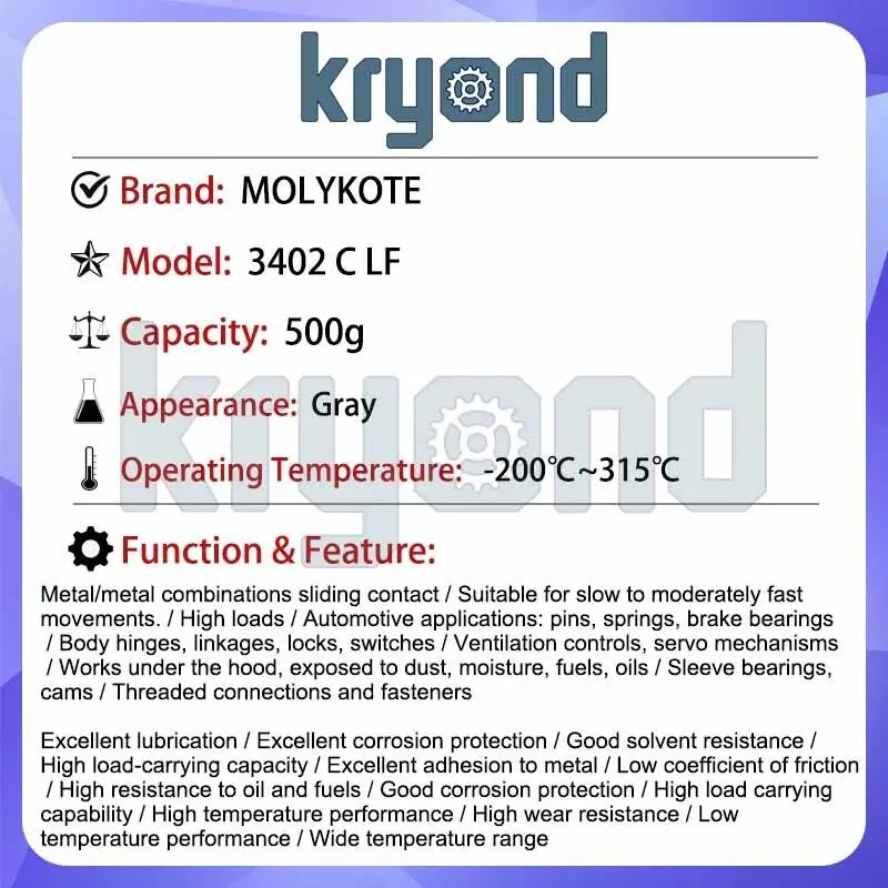 1PC MOLYKOTE 3402-C LF Coating Anti-Friction 500g Dow Corning 3402C LF Lubricant