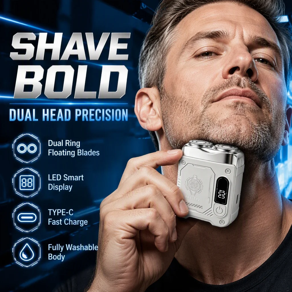 New Mini Double Head Electric Shaver Convenient Long Range Men's Shaver Home Rechargeable Beard Knife