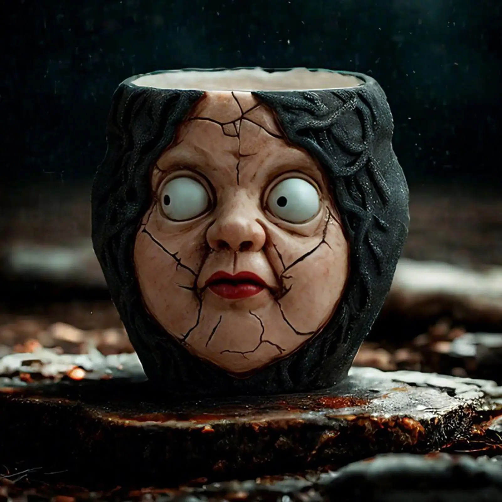 Resin Witch Face Succulent Planter Creepy Crack Head Flower Pot Halloween Home Decoration Indoor Plant Pot Table Decor Gift