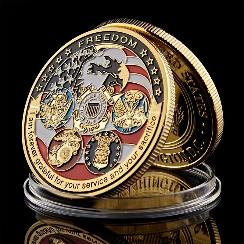 US Air Force Collectible Coin, Navy and Army Freedom, Five Great Powers of the Americas, Eagle Squadron, Commemorative, 1Pc
