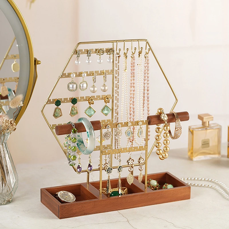 Hexagonal Earring Rack Large Capacity Display Rack Necklace Ring Jewelry Rack Bracelet Watch Living Room Bathroom Jewelry Rack