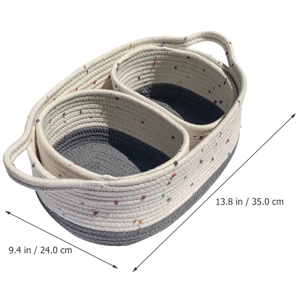 

3pcs Cotton Rope Storage Baskets Household Snack Organizer Bedroom Sundries Bin Woven Desktop Makeup Organizer