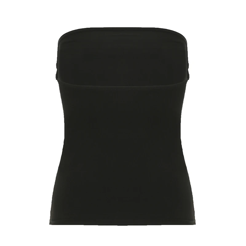 CIBBAR Gothic Print Black Tube Top Women Strapless Skinny Cropped Tops Summer Casual Chic Graphic Tees y2k Streetwear Vest Basic image 6