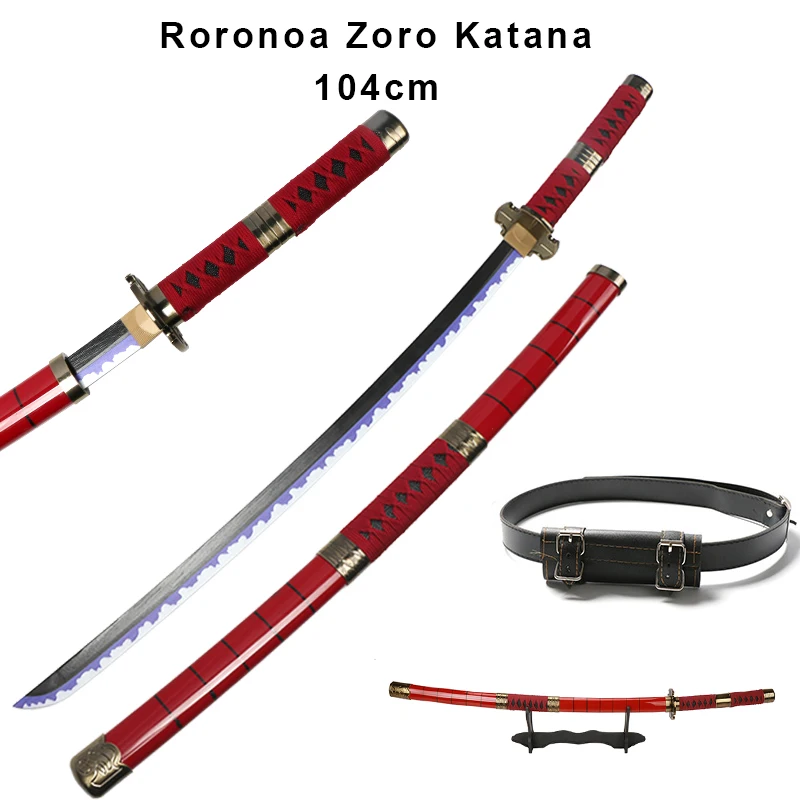 

Roronoa Zoro Katana 104cm/41in Cosplay Toy Sword Anime Role-playing Weapons Enma White Nidai kitetsu with Sword Holder and Belt