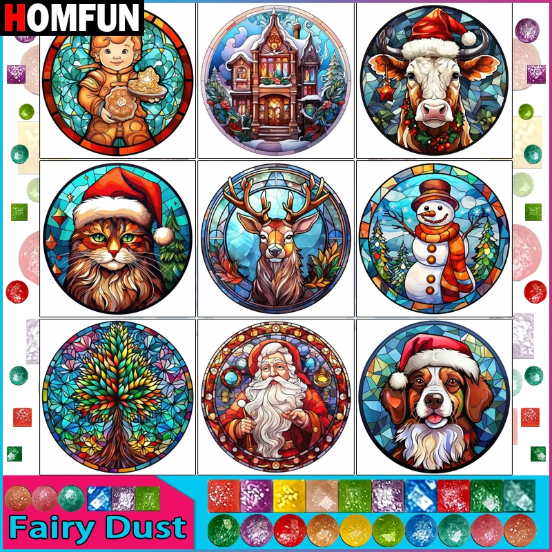HOMFUN Fairy Dust AB 5D Diy Diamond Painting Cross Stitch "Animal House Boy Santa Snowman" Home Decor Full Diamond Embroidery